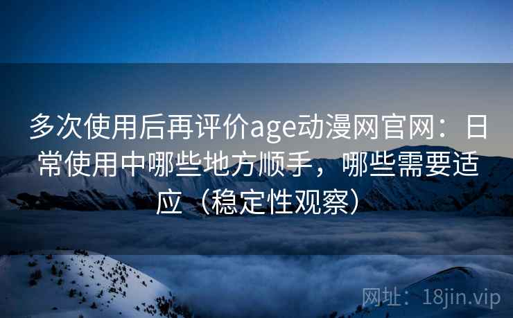 多次使用后再评价age动漫网官网：日常使用中哪些地方顺手，哪些需要适应（稳定性观察）