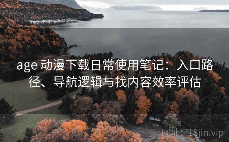 age 动漫下载日常使用笔记：入口路径、导航逻辑与找内容效率评估