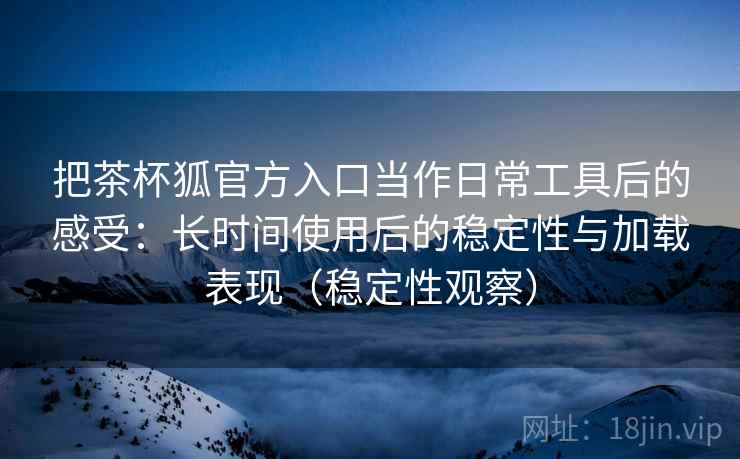 把茶杯狐官方入口当作日常工具后的感受：长时间使用后的稳定性与加载表现（稳定性观察）